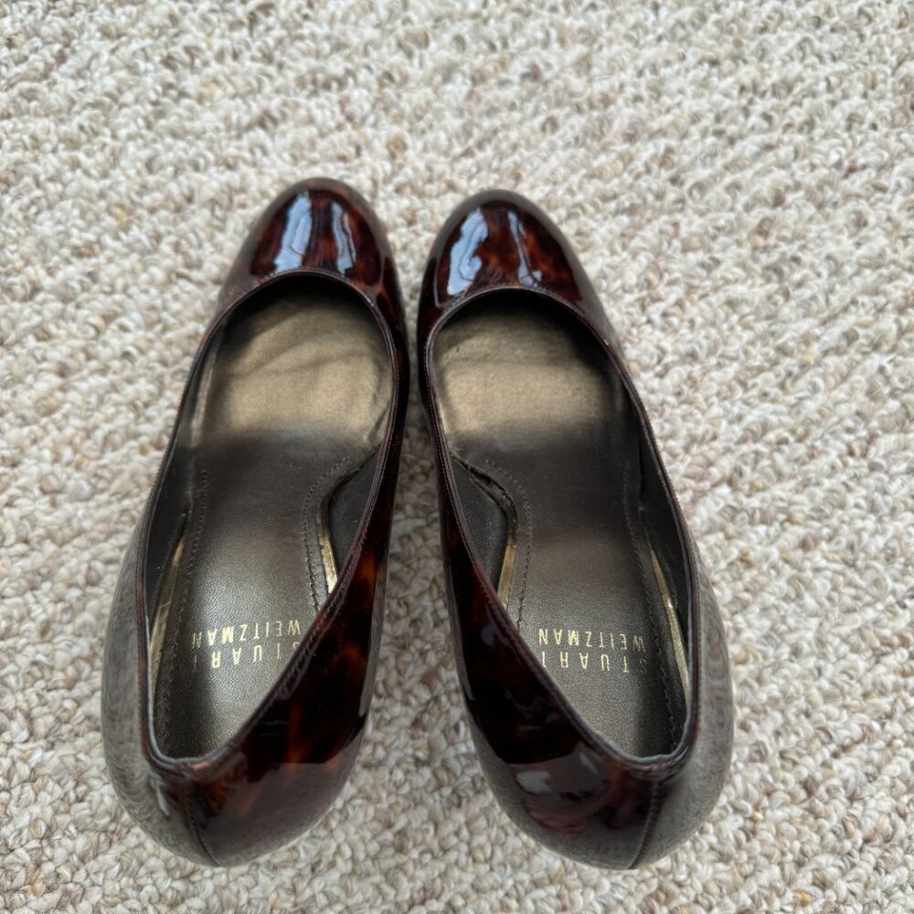 Stuart Weitzman Brown Leopard‎ Print Tortoise Patent Leather Pumps Size 8 - Picture 3 of 8